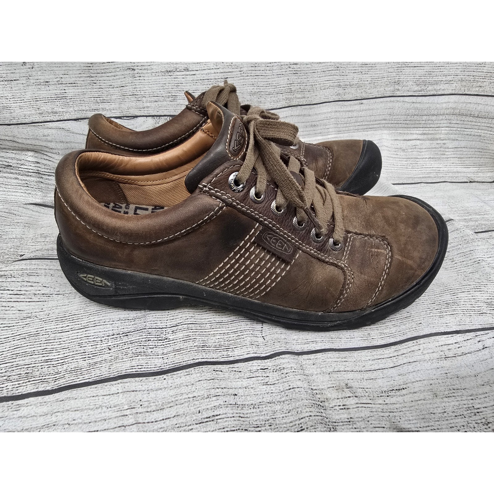 Men's Chocolate Brown Leather Keen Austin Casual Oxford Shoes Sz 11 1007722